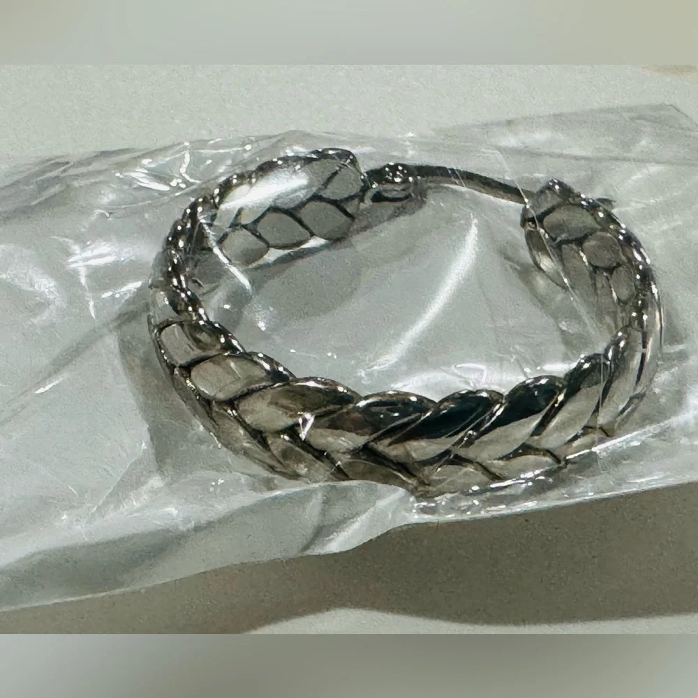 Ramla Silver Tone Braided Hoop Earrings NWOT